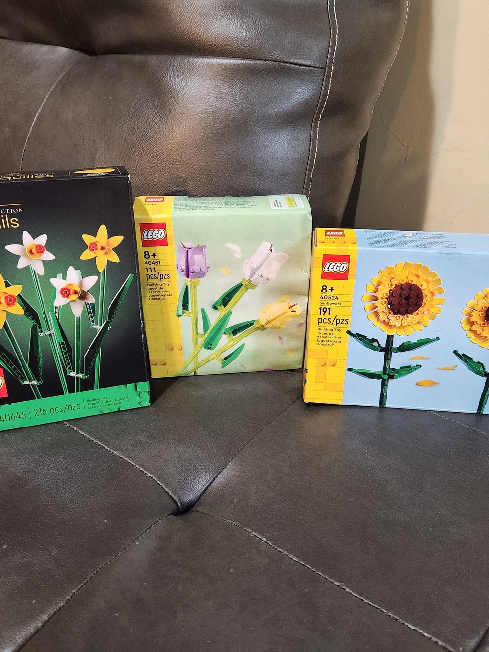 3 New LEGO Flower Sets - Daffodil, Tulip & Sunflower Boxes